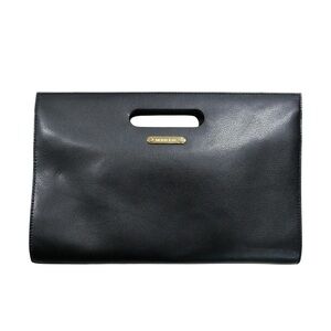 MICHAEL KORS Tilda XL Clutch Black Saffiano Leather Shoulder Trap Handle